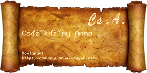 Csákány Anna névjegykártya