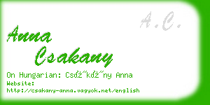 anna csakany business card
